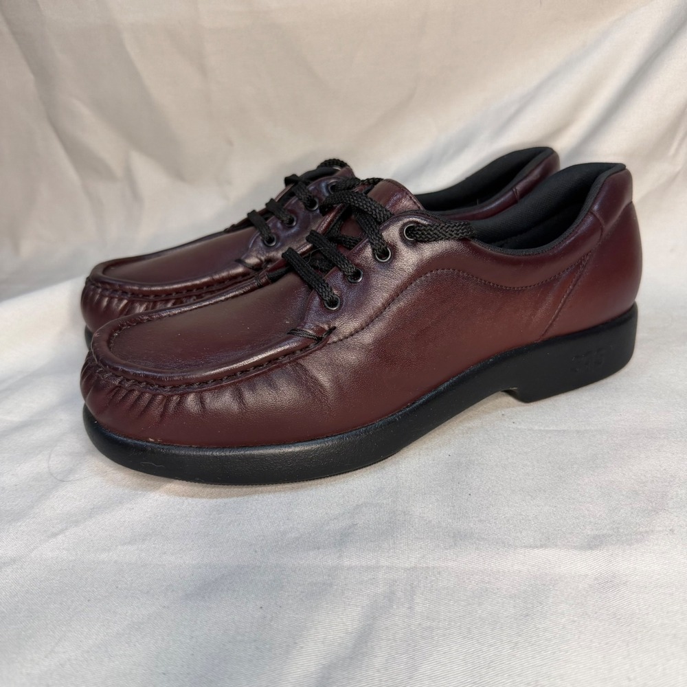 SAS Free Time Burgundy Leather Comfort Walking Shoes Womens 9.5 S Slim USA Made